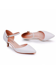 Talons Moyens Sandales à Bout Pointu et Bride Cheville