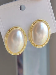 Boucles d'oreilles baroques vintage ovales en perle style Audrey Hepburn