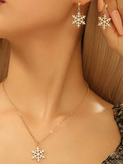 Ensemble de 3 Pièces Collier Clavicule Flocon de Neige de Noël
