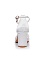 Sandales De Mariée À Talon Chunky Bride Cheville Bout Ouvert