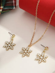 Ensemble de 3 Pièces Collier Clavicule Flocon de Neige de Noël