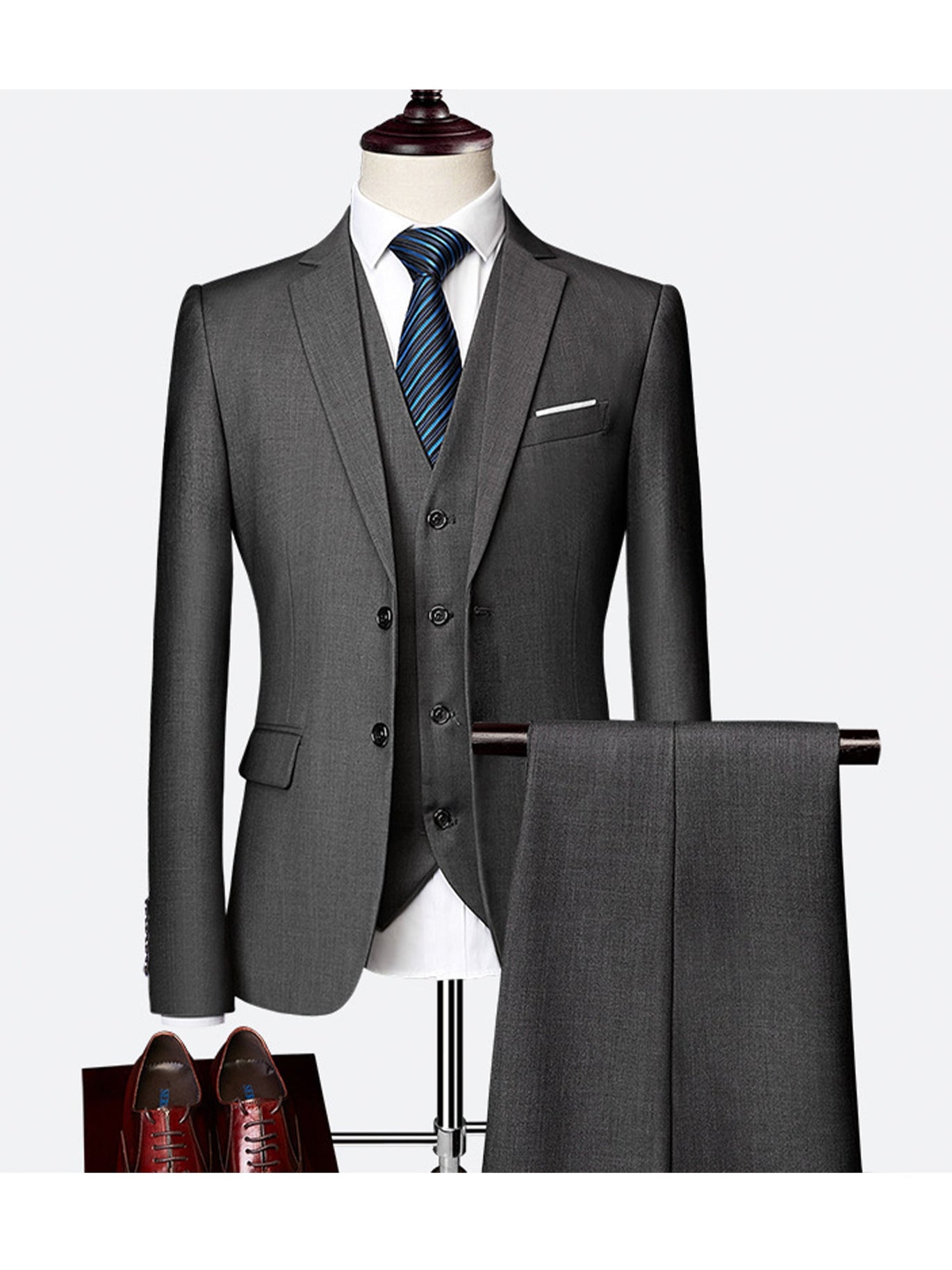 Costume Homme 3 Pièces Chic Costume Classique 3 Pièces Pour Homme Coupe  Ajustée Blazer Smoking Pour Mariage Garçon (blazer + Gilet + Pantalon) -  Beige - 44 Costume Avec Revers Cranté, image size:1370x1827