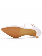 Talons Moyens Sandales à Bout Pointu et Bride Cheville