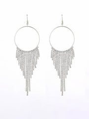 Boucles d'oreilles à franges exagérées avec des diamants d'eau