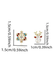 Boucles d'Oreilles Diamant Flocon de Neige et Renne de Noël