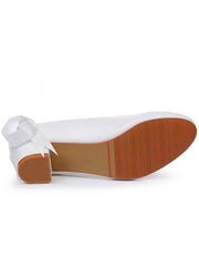 Chaussures de Mariage à Talons Chunky Bas et Bout Rond Ornées de Perles