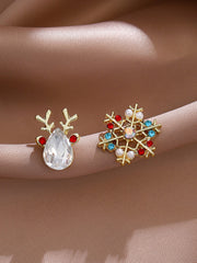 Boucles d'Oreilles Diamant Flocon de Neige et Renne de Noël