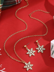 Ensemble de 3 Pièces Collier Clavicule Flocon de Neige de Noël