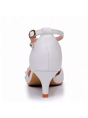 Chaussures de Mariage Blanches en Dentelle et Strass à Bout Pointu