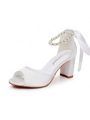 Sandales à Talon Chunky avec Bout Peep Toe et Bride à Boucle