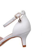 Escarpins de Mariée en PU à Talon Moyen et Bout Pointu Mat