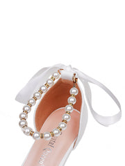 Chaussures de Mariage à Talons Kitten et Bout Pointu avec Bride à la Cheville