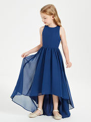 Junior Robes de Demoiselle d'Honneur Asymétriques Exquises Bleu Marine