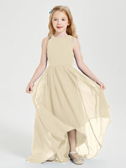 Junior Robes de Demoiselle d'Honneur Asymétriques Exquises Champagne