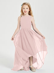 Junior Robes de Demoiselle d'Honneur Asymétriques Exquises Rose Poudré