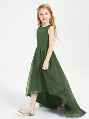 Junior Robes de Demoiselle d'Honneur Asymétriques Exquises Olive Verte