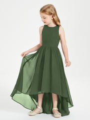 Junior Robes de Demoiselle d'Honneur Asymétriques Exquises Olive Verte