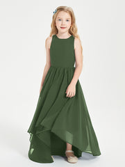 Junior Robes de Demoiselle d'Honneur Asymétriques Exquises Olive Verte