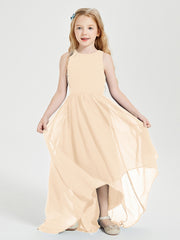 Junior Robes de Demoiselle d'Honneur Asymétriques Exquises Pêche