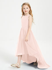 Junior Robes de Demoiselle d'Honneur Asymétriques Exquises Rose Perle