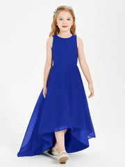 Junior Robes de Demoiselle d'Honneur Asymétriques Exquises Bleu Royale