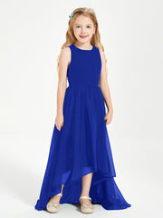 Junior Robes de Demoiselle d'Honneur Asymétriques Exquises Bleu Royale