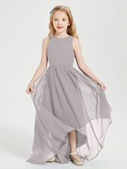 Junior Robes de Demoiselle d'Honneur Asymétriques Exquises Argent