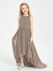 Junior Robes de Demoiselle d'Honneur Asymétriques Exquises Taupe