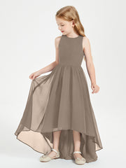 Junior Robes de Demoiselle d'Honneur Asymétriques Exquises Taupe