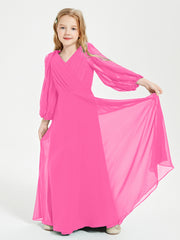 Robes de Demoiselle d'Honneur Junior à Manches Longues Modestes Azalée