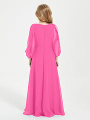 Robes de Demoiselle d'Honneur Junior à Manches Longues Modestes Azalée