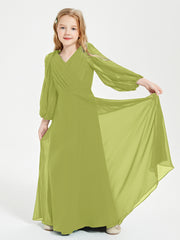 Robes de Demoiselle d'Honneur Junior à Manches Longues Modestes Trèfle