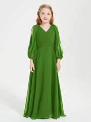 Robes de Demoiselle d'Honneur Junior à Manches Longues Modestes Mousse