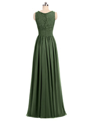 Col en V Mousseline et Dentelle Maxi Robe Demoiselle d'honneur Olive Verte Grande Taille