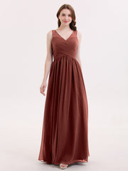 Col en V Mousseline et Dentelle Maxi Robe Demoiselle d'honneur terracotta Grande Taille