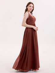 Col en V Mousseline et Dentelle Maxi Robe Demoiselle d'honneur terracotta Grande Taille