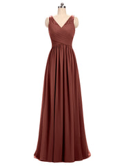 Col en V Mousseline et Dentelle Maxi Robe Demoiselle d'honneur terracotta Grande Taille
