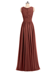 Col en V Mousseline et Dentelle Maxi Robe Demoiselle d'honneur terracotta Grande Taille