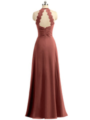 Licou Mousseline Robe Longue avec Bretelle Dentelle terracotta Grande Taille