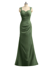 Robe Dentelle Appliquée Bretelle Fourreau Dos Nu Olive Verte Grande Taille