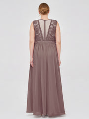 Robes Col d'illusion Mousseline et Dentelle Dusk