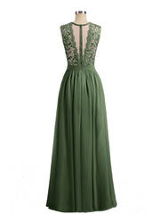 Robes Col d'illusion Mousseline et Dentelle Olive Verte Grande Taille