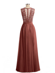 Robes Col d'illusion Mousseline et Dentelle terracotta Grande Taille