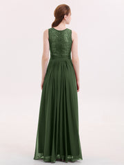 Dentelle et Mousseline Robe avec Dos Zippé Olive Verte Grande Taille