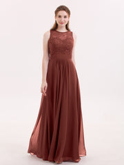 Dentelle et Mousseline Robe avec Dos Zippé terracotta