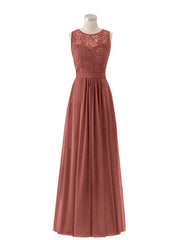 Dentelle et Mousseline Robe avec Dos Zippé terracotta Grande Taille