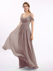 Hors De l'Épaule Spaghetti Bretelle Mousseline Robes Dusk