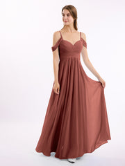 Hors De l'Épaule Spaghetti Bretelle Mousseline Robes terracotta Grande Taille
