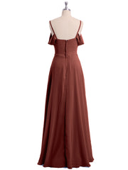 Hors De l'Épaule Spaghetti Bretelle Mousseline Robes terracotta Grande Taille