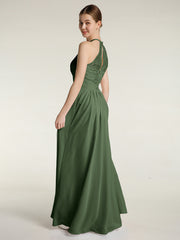 Licou Mousseline Et Dentelle Robes Longues Olive Verte Grande Taille